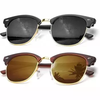 KENBO Retro полуободковые поляризованные солнцезащитные очки для женщин и мужчин в роговой оправе UV400 очки классические полусолнцезащитные очки