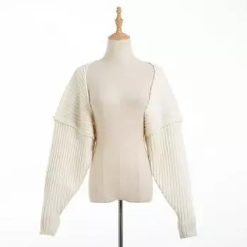 Kendall Kardashian Fashion Knitting Shawl Long Sleeves Sweater Apricot White All yards