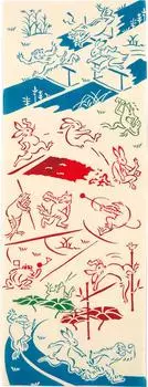 Kenema Tenugui Land and Fields 33 x 90 50122 Miyamoto-Towel Ch-dyed (Tenugui) Choju Giga Design, cm,