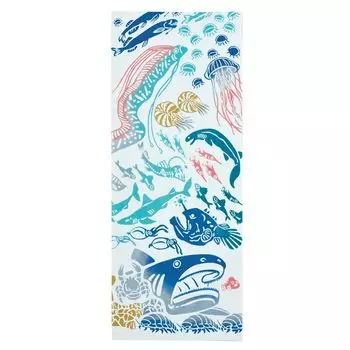 Kenema Tenugui Sea 36 x 90 cm 50050 Miyamoto-Towel Ch-dyed (Living Creatures/Deep Fish)