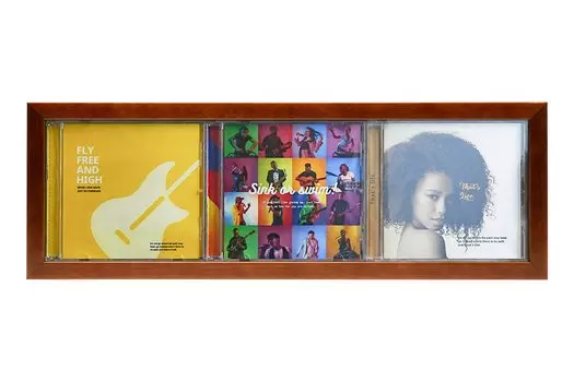 Kenko PS-CD3Y-BR Picture Frame, CD Display Frame, Holds 3 CD Jackets, Horizontal Type, Brown, External Dimensions 18.1 x 6.2 inches (460 x 159 mm)