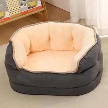 Kennel winter thickened warm semi-surrounded cat warm nest suede three-layer octagonal kennel Small (about 50 * 40 * 22cm)