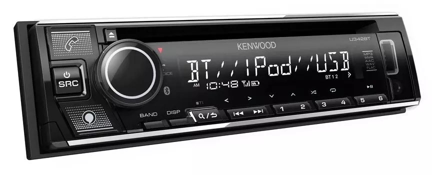 Kenwood 1DIN ресивер U342BT MP3 WMA AAC WAV FLAC совместимый CD USB iPod Bluetooth Kenwood чёрный