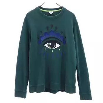 KENZO Long sleeve sweat trainer M Green system Back brushed Men s Used