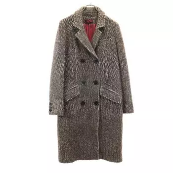 KENZO Made in France Herringbone Pattern wool Chester coat 42 Brown Women Used