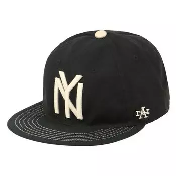 Кепка American Needle Hat Linen MiLB Hemp 6 Panel Baseball Reprint Двухцветный кожаный ремень New York Black Yankees Black x Ivory [American Needle]