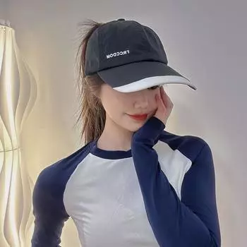 Кепка бейсбольная кепка с высоким хвостом для активного отдыха, быстросохнущая, легкая, полупустая, с верхом, для бега, для занятий спортом, для защиты от солнца, кепка-ушанка M56-58cm чёрный