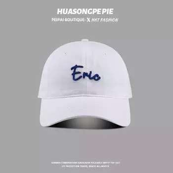 Кепка-бейсболка с мягким верхом женская с вышивкой букв, универсальная кепка с козырьком, визуально уменьшающая лицо, летняя студенческая повседневная солнцезащитная шляпа от солнца мужская C3611 White M(56-58cm)