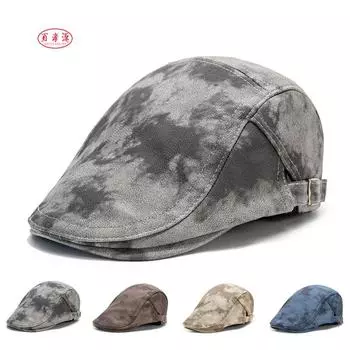 Кепка-берет осень-зима толстая теплая кепка вперед мужская большая окружность головы газетчик кепка серый