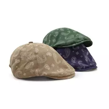 Кепка-берет с цветком кешью для женщин в стиле художника, британская ретро-шляпа, мужская хипстерская кепка газетчика темно-синий