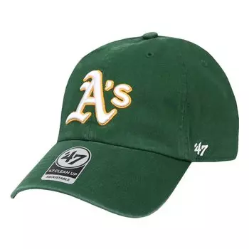 Кепка Brand 47 Cap Cleanup Low Cap MLB Major League Hat Forty Seven Oakland Athletics темно-зеленая, свободный размер 47 зелёный