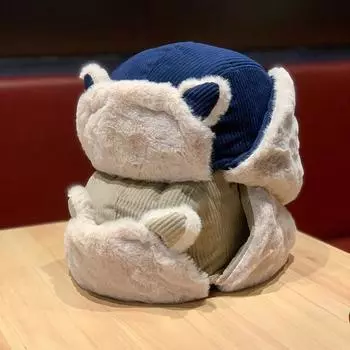 Кепка Bubble Grid Small Fox Lei Feng для мужчин и женщин, теплая ветрозащитная, с милым рисунком, для защиты ушей, водонепроницаемая, для велоспорта, для молодежи One Size