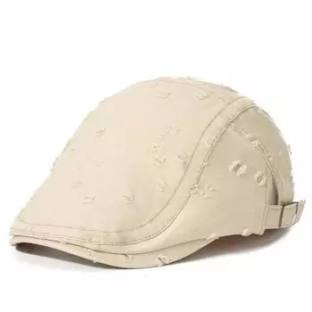 Кепка Четыре Сезона Женская Однотонная Кепка с Отверстием Вперед Мужская Берет бежевый