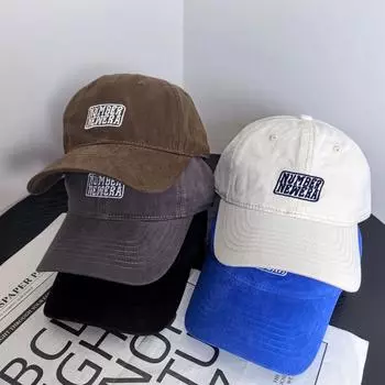 Кепка детская стираная ретро мягкая верхняя удобная бейсболка повседневная простая бейсболка мужская солнцезащитный крем M56-58cm чёрный