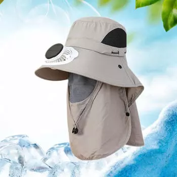 Кепка для активного отдыха с веером, легкая, дышащая, с широкими полями, защита от солнца светло-серый