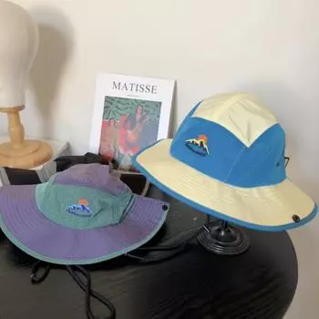 Кепка для альпинизма с вышивкой, подходящая по цвету, быстросохнущая, мужская и женская, летняя, для кемпинга, солнцезащитная кепка, для защиты от солнца, для путешествий на открытом воздухе, шляпа-ведро M56-58cm