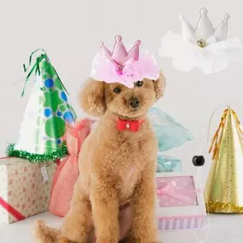 Кепка для домашних животных с искусственным бриллиантом, регулируемая, супермягкая, креативная форма, легко носить, не вызывает аллергии белый