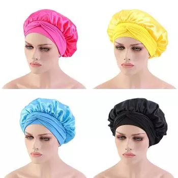 Кепка для душа из искусственной шелковой ленты, круглая ночная шапочка, атласная парикмахерская кепка с широкими краями, кепка Tam-O -Shanter 30cm жёлтый