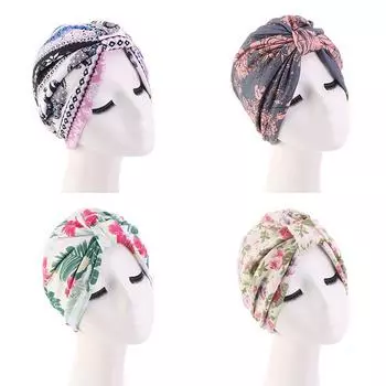 Кепка для химиотерапии, женский стиль, головной платок, кепка с подкладкой, атласная мусульманская шляпа, тюрбан, шапка 58cm чёрный
