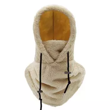 Кепка для катания на лыжах на открытом воздухе для женщин и мужчин, зимняя, утолщенная, плюшевая, теплая, регулируемая, ветрозащитная, для защиты ушей, шапочки-бини one size чёрный