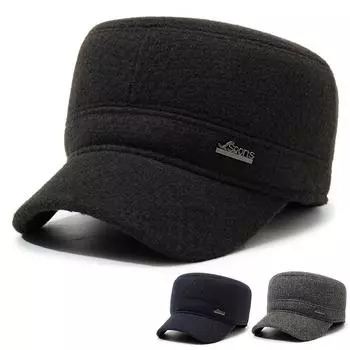Кепка для людей среднего и пожилого возраста, кепка для папы, теплая кепка для защиты ушей, осенне-зимняя мужская плоская кепка серый