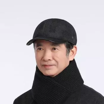 Кепка для людей среднего и пожилого возраста, мужская бейсбольная кепка на осень-зиму, теплая шапка для активного отдыха, бархатная хлопковая кепка для защиты ушей темно-синий