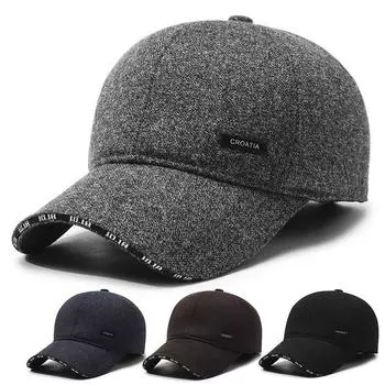 Кепка для людей среднего и пожилого возраста, мужская шерстяная кепка, кепка для пожилых людей, зимняя толстая теплая бейсболка с защитой ушей темно-синий