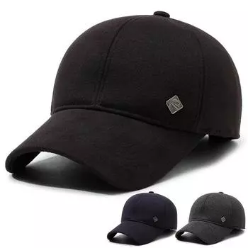 Кепка для людей среднего и пожилого возраста, зимняя толстая мужская теплая хлопковая кепка, защита ушей, бейсбольная кепка, шерстяная шапка для отдыха на природе темно-синий