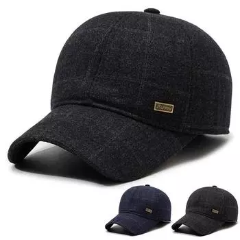Кепка для людей среднего и пожилого возраста, мужская зимняя бейсболка, защита ушей отца, теплая хлопковая кепка серый