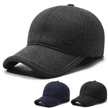 Кепка для мужчин среднего и пожилого возраста, бейсбольная кепка на осень-зиму, кепка для папы, защита ушей, теплая шерстяная кепка с козырьком серый