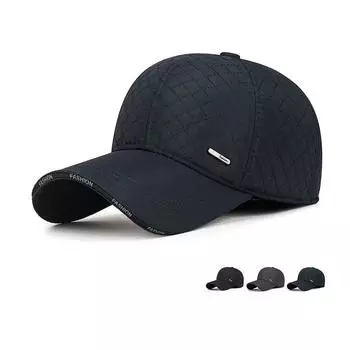 Кепка для мужчин среднего возраста, осенне-зимняя, теплая, морозостойкая, бархатная, бейсбольная кепка, толстая, ветрозащитная, для защиты ушей чёрный