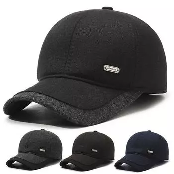 Кепка для мужчин среднего возраста, осенне-зимняя бейсбольная кепка, теплая бархатная кепка для защиты ушей, кепка для папы кофейный