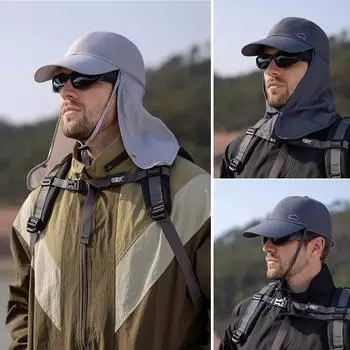 Кепка для рыбалки на открытом воздухе, летняя быстросохнущая кепка с защитой от ультрафиолета, рыбацкая кепка, мужская панама, съемная шляпа от солнца, шарф, панама