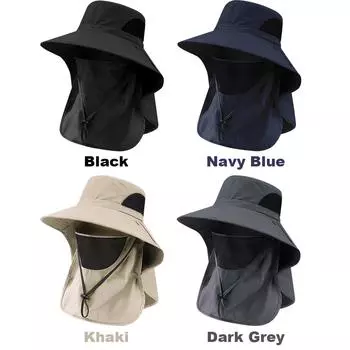 Кепка для рыбалки на открытом воздухе, солнцезащитная кепка, съемная маска для лица, кепка для охоты и рыбалки с защитой шеи, широкие поля для мужчин и женщин чёрный