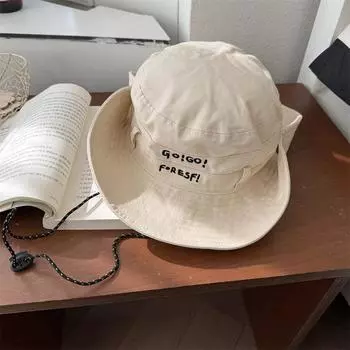 Кепка для рыбалки с большими полями, шляпы-ведра для женщин и мужчин, однотонная, с надписью, защита от солнца, походная, альпинистская кепка бежевый