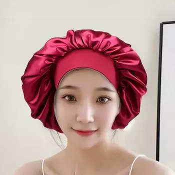 Кепка для сна, атласный капот, однотонный, регулируемый, на шнуровке, с бантом, водостойкий, с высокой плотностью, для женщин, с косами королевский синий