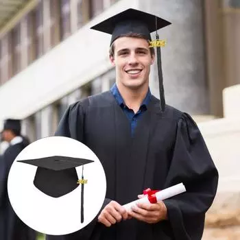 Кепка для выпускников для взрослых, кепка бакалавра, регулируемый размер, эластичный ремешок, плоский верх, эластичный ремешок, кепка с кисточками, штамп 2025 г.