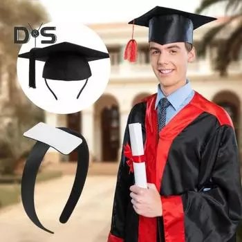 Кепка для выпускного, повязка на голову, эластичный дизайн, липкий лист, обруч для волос, Кепка для выпускного, головной убор, аксессуары для шапки чёрный