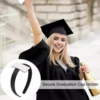 Кепка для выпускного, повязка на голову, эластичный дизайн, липкий лист, обруч для волос, Кепка для выпускного, головной убор, аксессуары для шапки чёрный