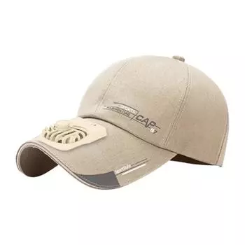 Кепка для взрослых от солнца, сочетающая в себе функции защиты от солнца и вентилятора/технология Invisible Fan Black/длительный срок службы батареи/легкий и портативный One Size бежевый