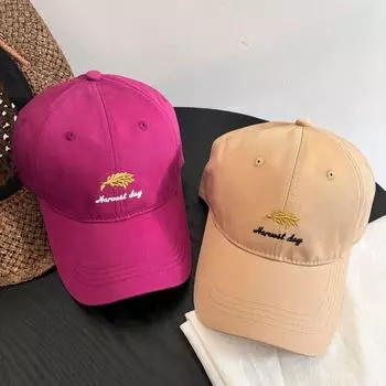 Кепка для защиты от солнца на открытом воздухе, мужская и женская повседневная шляпа, новая персонализированная модная бейсболка с вышитыми буквами и колосьями пшеницы M56-58cm чёрный