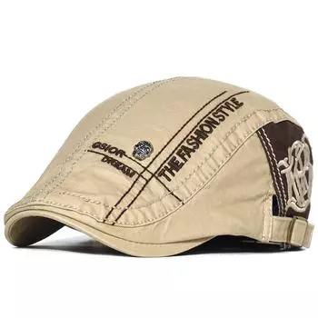 Кепка газетчика из хлопка с черепом, мужская, однотонная, мягкая, повседневная, модная, берет, шляпа для гольфа, кепка таксиста, плоская, плющевая, четыре сезона 56-59 cm хаки