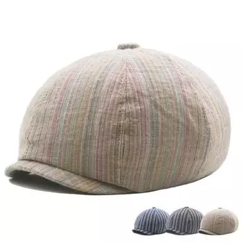 Кепка газетчика в полоску, остроконечная повседневная восьмиугольная шляпа, винтажные мягкие береты, кепка с козырьком, плоская шляпа, британская шляпа художников, четыре сезона темно-синий