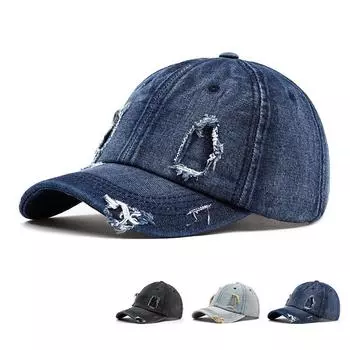 Кепка из денима Hole, мужская, весенне-осенняя, солнцезащитная, женская, бейсбольная кепка темно-синий