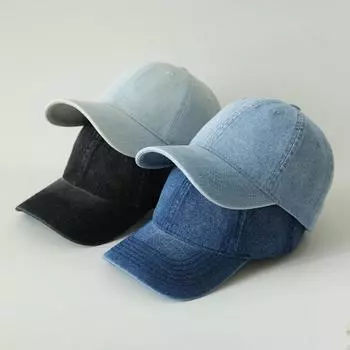 Кепка из джинсовой ткани в стиле ретро. Универсальная солнцезащитная кепка из джинсовой ткани. Маленькая легкая бейсболка из джинсовой ткани для мужчин и женщин. M56-58cm чёрный
