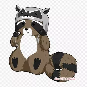 Кепка из енота, собака, енот, термопереносная печать, виниловые нашивки, наклейки для одежды, аппликации «сделай сам», моющиеся нашивки