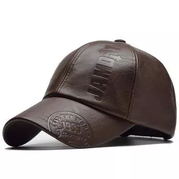 Кепка из искусственной кожи. Зимняя шапка. Бейсбольная кепка. Кепка Snapback. 56 чёрный