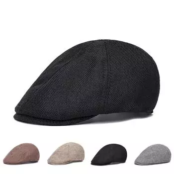 Кепка из конопляной ткани с язычком утки, мужская кепка-берет на весну и лето, ретро-берет из конопляной ткани, шляпа, шляпа для старика M56-58cm серебряный серый