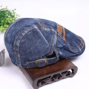 Кепка из вымытого денима, женская летняя шапка с вышитым алфавитом, берет для активного отдыха, горячая шляпа Adjustable тёмно-синий