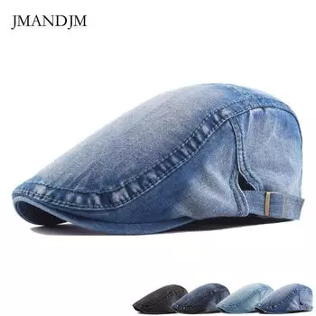 Кепка из выстиранного денима, мужская легкая кепка для британского газетчика, берет для женщин Tide Adjustable светло-синий